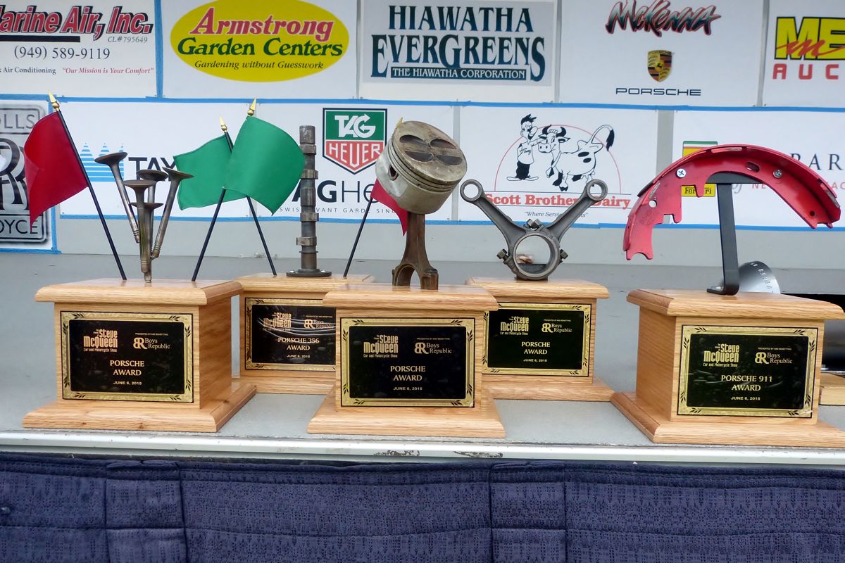 One of the coolest aspects of this show is that the BR metal and wood shop students make all the trophies out of used car parts -- nice!