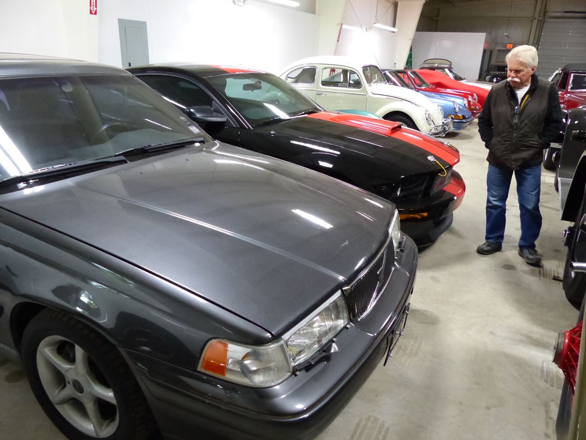 Wayne surveys the ex-Paul Newman Volvo wagon which PLN equipped with a supercharged Mustang GT 5.0 powertrain, and his friend David Letterman has a nearly identical car.  