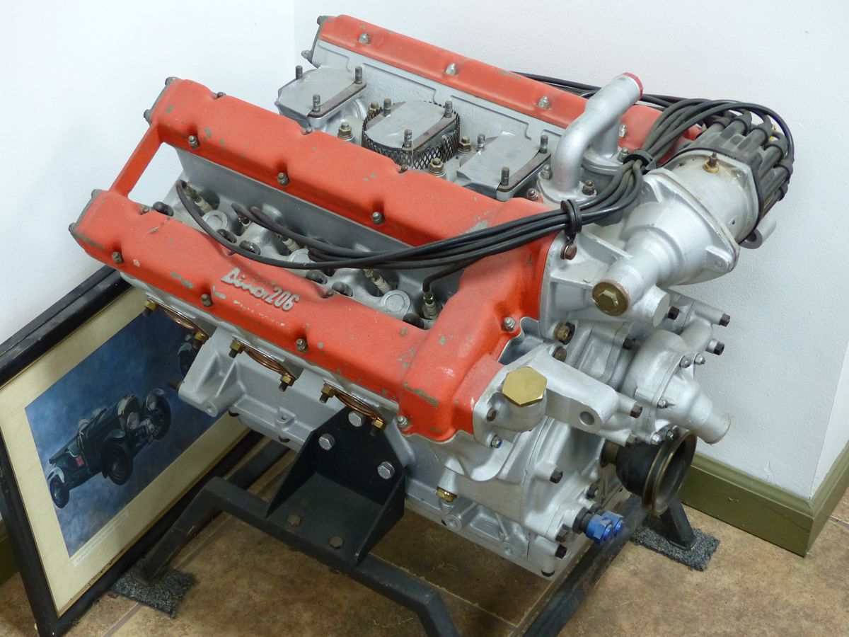 Every office should have a 2.0-liter Dino V-6 on display.  I have engines in my office too, but they are plastic scale models not real and rare like this one...