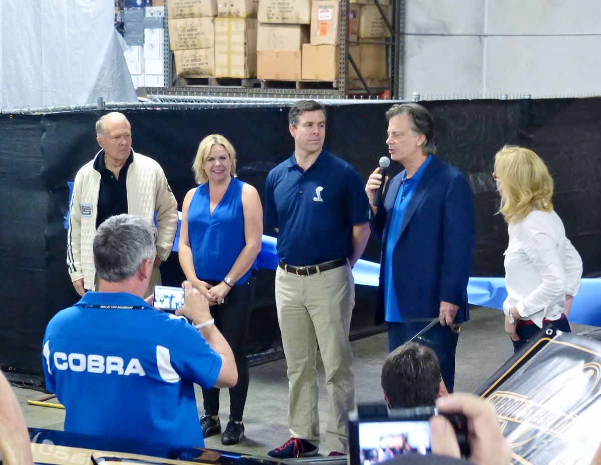 Legendary Shelby designer Peter Brock, The Shelby Foundation Exec Director Jenni Shreeves, Carroll's grandson Aaron Shelby, Shelby exec Neil Cummings, and also Shelby exec Tracey Smith
