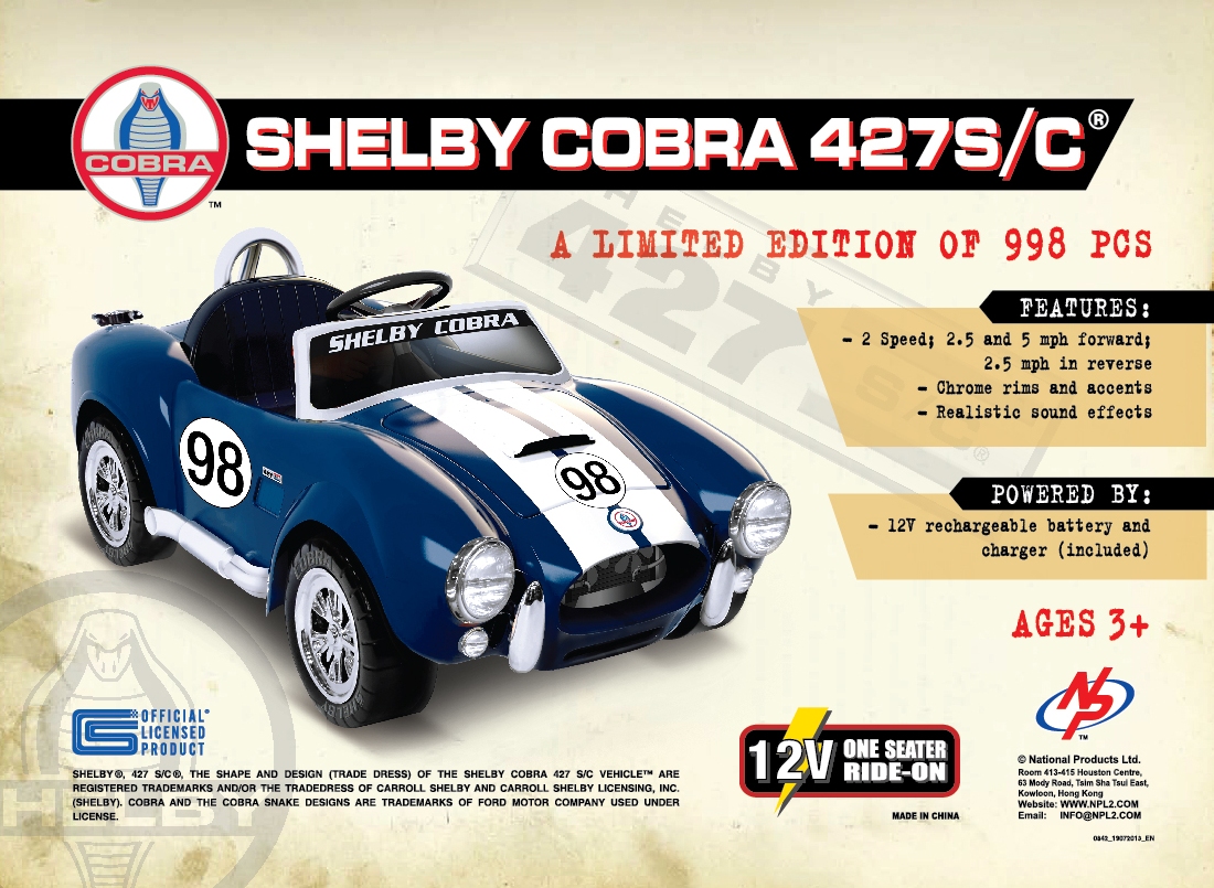 Shelby cobra ride store on 12v