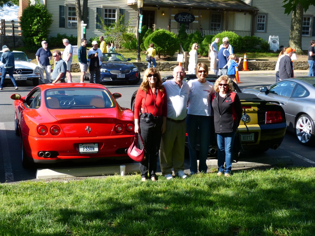 From Left, Bob's 550 Maranello, Bev, Bob, Linda, and a friends of Bev and Bob's who owns three Corvettes, including the '60 that her father bought new!