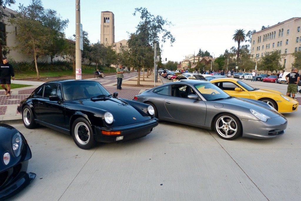 Of course I brought one of my own cars; the black 911 on the left is my '89, and the beautiful gray 996 at right is that of shooter Kirk Gerbracht.