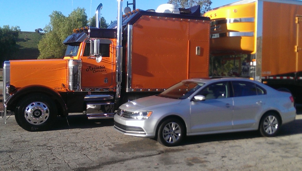 Big Diesel, Little Diesel.  Reliable Carriers' Kenworth, my Jetta