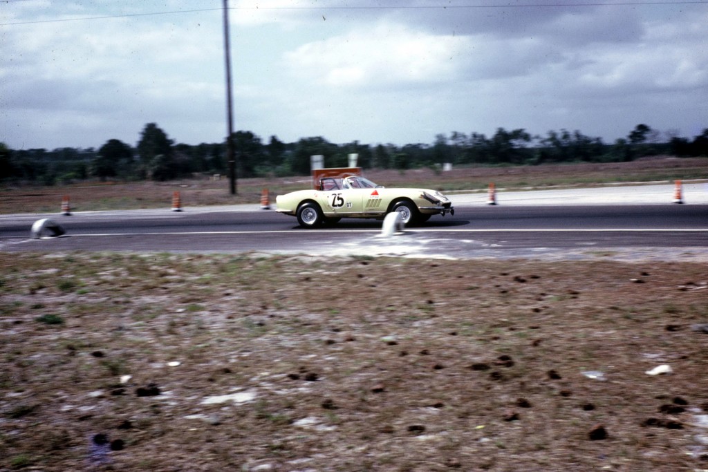 Denise and fellow female drive "Pinkie" Rollo drove this Ferrari 275 NART Spyder to a credible 17th overall and 3rd in the GT class at Sebring in 1967; the same car, repainted a bronzy brown, was later on the cover of Road & Track, and appeared in the original "Thomas Crown Affair" as Faye Dunaway's character's ride...nice.  John Clinard photo