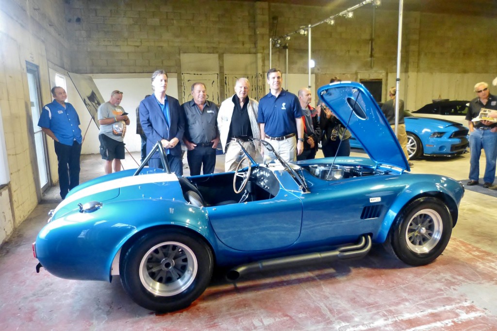 From Left, Neil Cummings, Bob DenBeste, Peter Brock, Aaron Shelby and the new 427 Cobra Homologation special race car