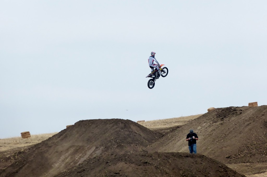 One of the school's hillsides was sculpted into a pretty serious motocross style track, and many of these exhibition riders were catching serious air.