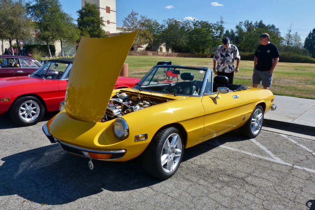 The other yellow Alfa Spider at this show was this eye popping machine.  Although its oversized aftermarket wheels and tires aren't my personal taste, this car is eyecatching, immaculate, and no doubt a blast to pedal.