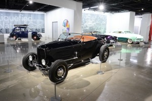 3X All time hot rodding Icons: Doane Spencer's seminal '32 Ford Hi Boy Roadster, Boyd Codding's Cadzilla, and the Barris Brothers' Hirohata Merc sled.