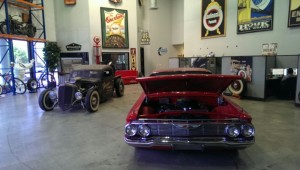 One each rat rod truck, rat bike, and '60 Impala, plus great stuff on the walls.