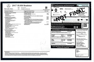 SL450 window sticker