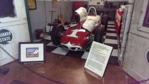 Most of the galleries are straightforward rows of cars, but some are diaoramic. This Parnelli Jones Roadster display was particularly attractive. Lots of great stuff on the walls, posters, photos, and other ephemera. 